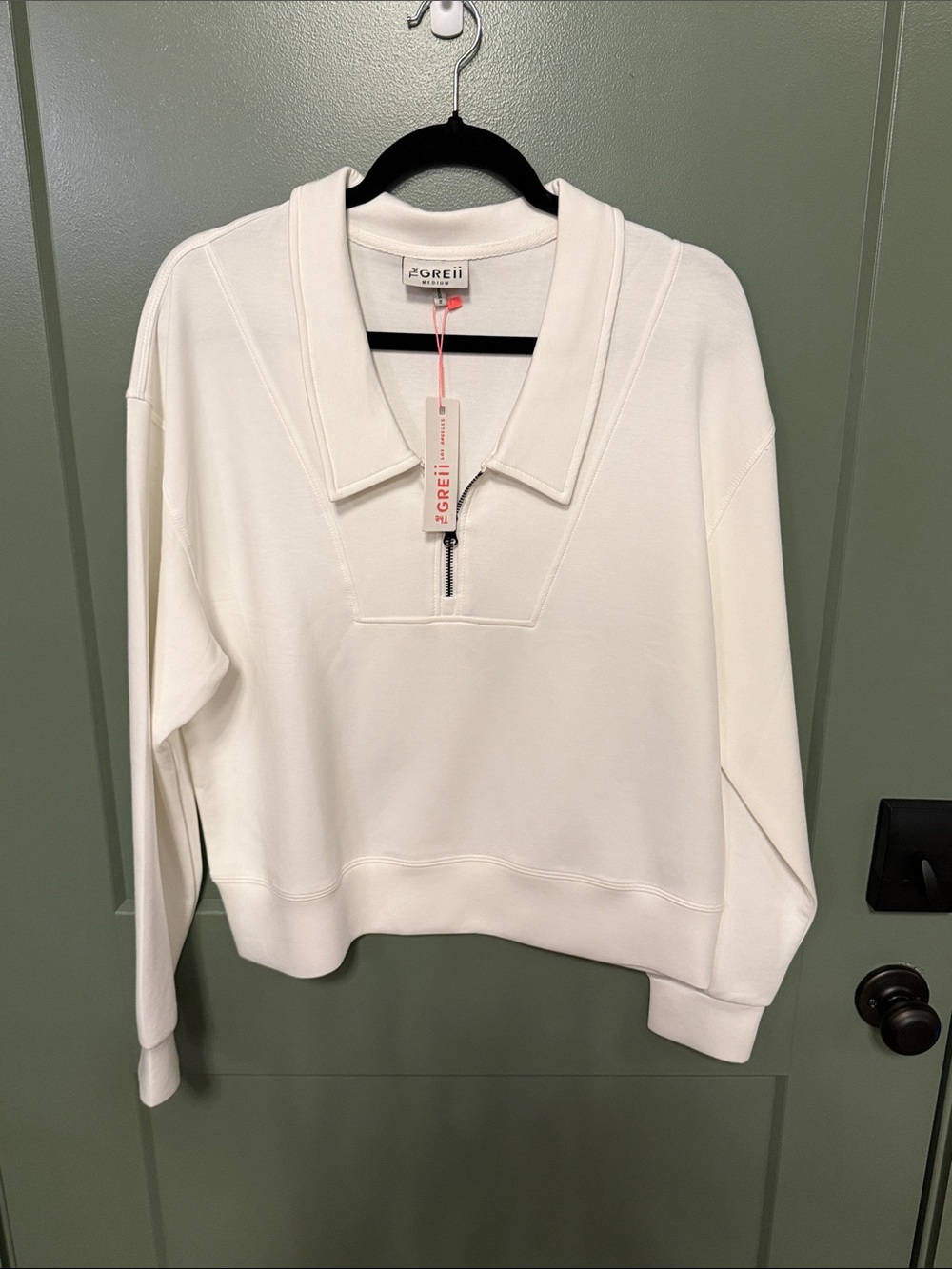 Corelli White Half-Zip Collared Pullover Sweatshirt